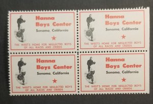 HANNA BOYS CENTER Sonoma California US Cinderella Poster Stamp Block MNH z6705