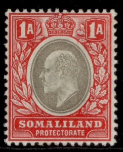 SOMALILAND PROTECTORATE EDVII SG33, 1a grey-black & red, LH MINT. Cat £20. 