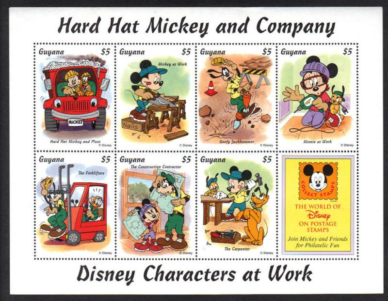 Guyana -Disney Hard Hat Mickey and Company VF NH 7 Stamps