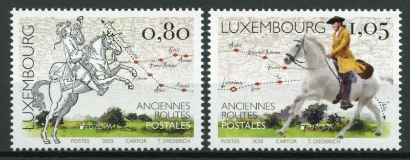 Luxembourg Europa Stamps 2020 MNH Old Postal Routes Services Horses 2v Set