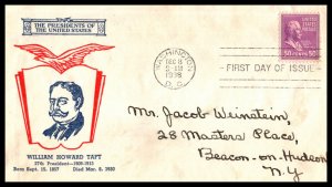 1938 Presidential series Prexy Sc 831-20 50c Taft FDC with Fidelity cachet (EB