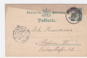 Germany Wurttemburg Stuttgart 1893  Berlin postal stationary stamps card R21241