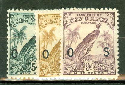 B: New Guinea O23, 25-6, 28-33 mint CV $146; scan shows only a few