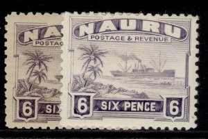 NAURU GV SG34A + 34B, 6d PAPER VARIETIES, M MINT. Cat £16.