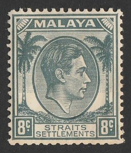 MALAYA - STRAITS SETTLEMENTS 1937 KGVI Palm Trees 8c grey. MNH **.