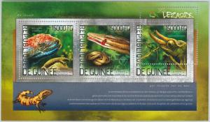 GUINEA - ERROR, 2014 MISSPERF SHEET: LIZARDS, REPTILES, ANIMALS, FAUNA