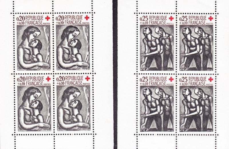 France Red Cross Panes 1961 Stamp Day VF/NH