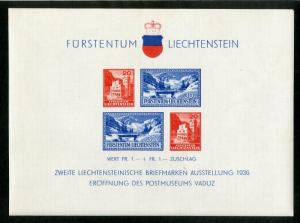 LIECHTENSTEIN B14 MNH S/S  SCV $70.00 BIN $35.00