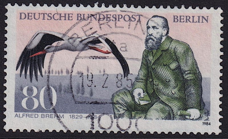 Germany Berlin - 1984 - Scott #9N495 - used - Zoologist Alfred Brehm Bird Stork