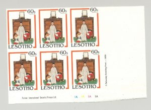 Lesotho #349 Christmas, Norman Rockwell, Art 1v Imperf Proof Block of 6