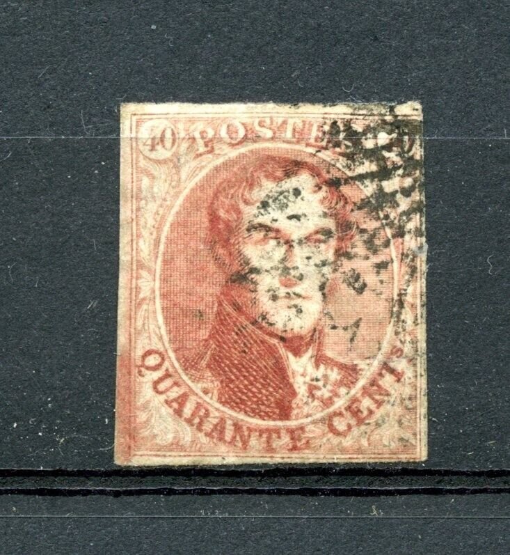 Belgium #5 (B301) King Leopold I, 40c carmine rose, thin paper, U,F-VF,CV$525.00