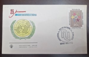 CMI) 1970. ARGENTINA. UNITED NATIONS. FDC 25TH ANNIVERSARY. XF