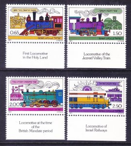 Israel 674-77 MNH w/tabs 1977 First Holy Land Locomotives Full Set of 4 VF