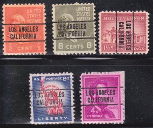 Precancel - Los Angeles, CA - 5 Different Issues - PSS 263