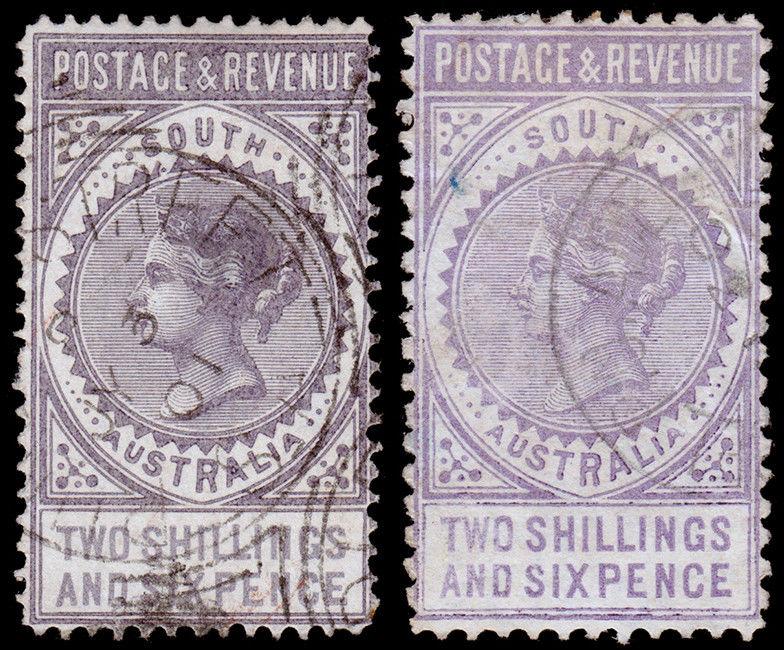 South Australia Scott 81, 81b (1886) Used F, CV $27.50 M