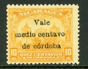 Nicaragua 1918 Cathedral Provisional ½¢/10¢ Scott 367 MNH M469