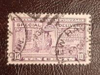 US Scott # E15; 10c Special delivery from 1927; used; VF+