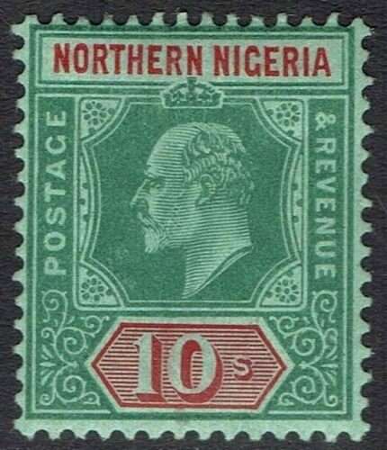 NORTHERN NIGERIA 1910 KEVII 10/- WMK MULTI CROWN CA 