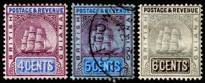 British Guiana Scott 162-164 (1905) Mint/Used H F, CV $35.00 C
