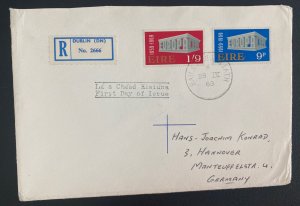 1969 Dublin Ireland Registered First Day Cover To Hannover Germany Europa Stamps