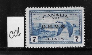 CANADA SCOTT #CO1 1949 AIR POST OFFICIAL OVERPRINT- MINT LIGHT HINGED