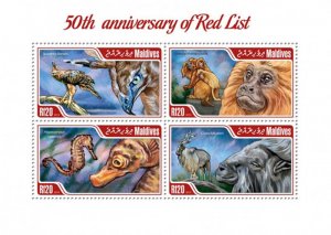 Maldives 2014 50th Anniversary of Red List  4 Stamp Sheet 13E-167