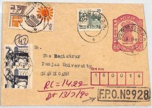 India AIR TRAFFIC CONTROL *FPO 928* Rajasansi Cover Panjab University 1990 BL171