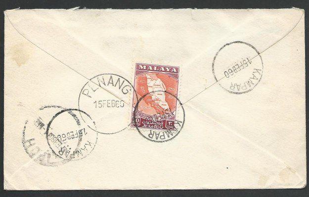 MALAYA PERAK 1960 Registered cover KAMPAR to Penang........................51523