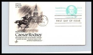 #UY27 Caesar Rodney Postal Reply Card - Artcraft Cachet SCBL