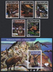 Gibraltar Birds Prehistoric Wildlife 5v+MS 2007 MNH SG#1220-MS1225