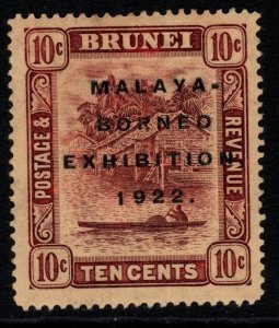 BRUNEI SG56 1922 10c PURPLE/YELLOW MTD MINT