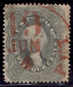 US Stamp #37a Gray 24c Washington USED SCV $375. Fantastic Red Date Cancel