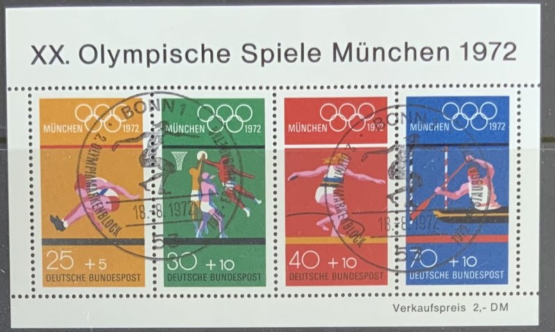 GERMANY MINIATURE SHEET. 1972 OLYMPIC GAMES  SGMS1633 USED