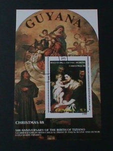 ​GUYANA- CHRISTMAS'88-PAINTING VIRGIN & THE CHILD-CTO S/S VF LAST ONE