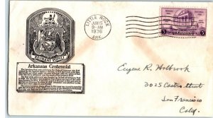 1936 ARKANSAS 100 years 782-12a FDC with C. Stephen Anderson cachet IA