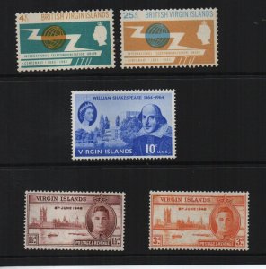 British Virgin Islands 1946-1965 - 5 unmounted mint stamps