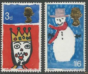 Great Britain # 478-79 Christmas 3d.Missing Letter VARIETY (2) MNH