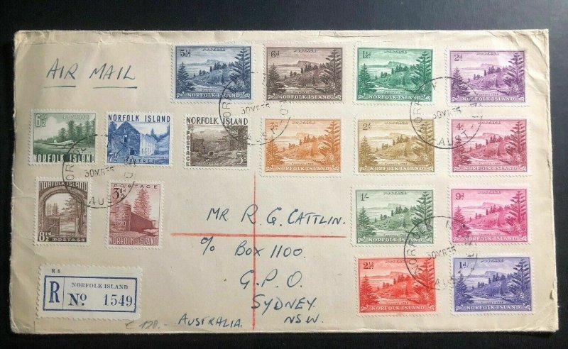 1955 Norfolk Island Registered cover To Sydney Australia First Stamp Issue Sc#18