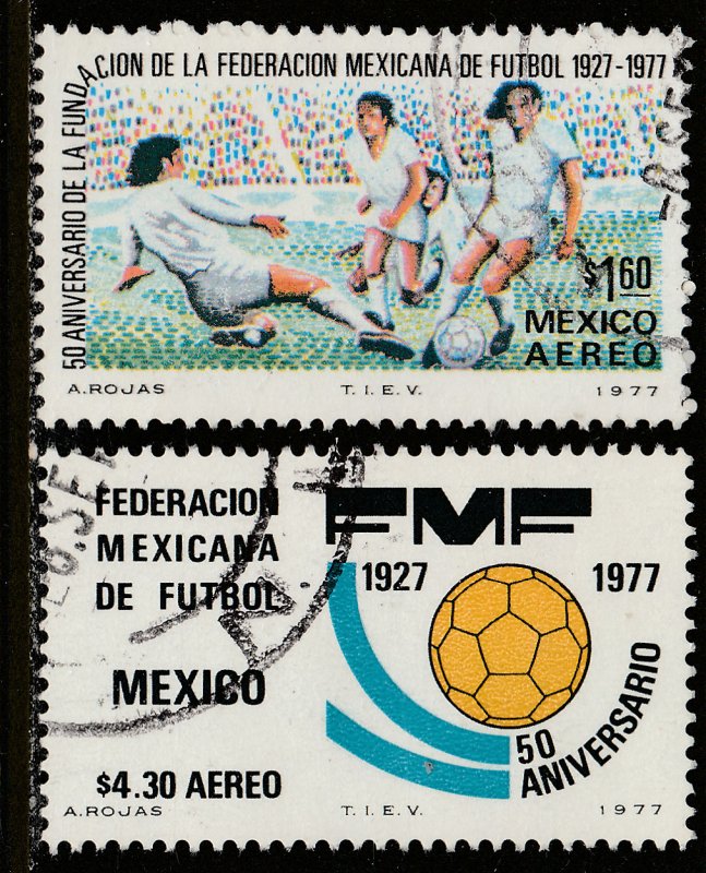 MEXICO C534-C535, 50th Anniversary Soccer Federation. USED. VF. (345)