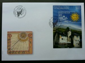 Switzerland Stamp Day Philasierre 2011 Sun Landmark (miniature FDC)