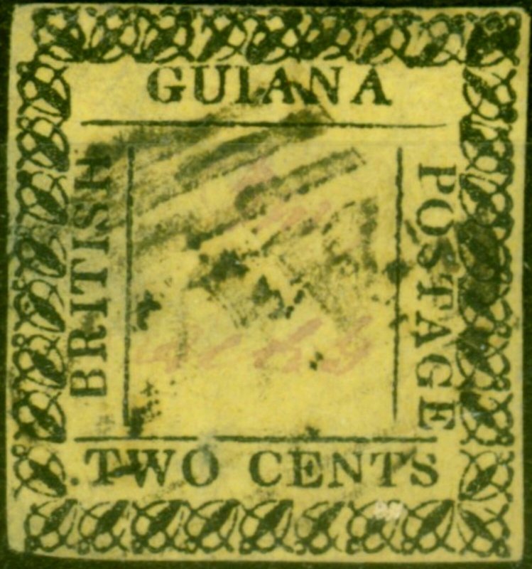British Guiana 1862 2c Yellow SG119 Type 10 Fine Used