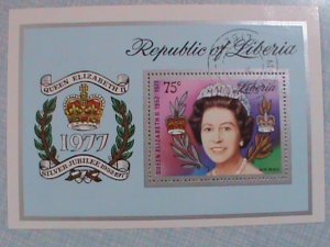 LIBERIA STAMPS: 1977-QUEENS ELIZABETH SILVER JUBILLEE CTO SOUVENIR SHEET