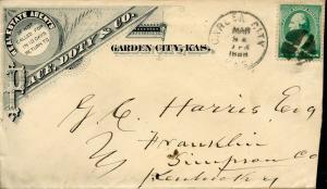 US GARDEN CITY, KY 3/24/1888 2C RATE ADVERTISING COVER TO FRANKLIN, KY AS SHOWN