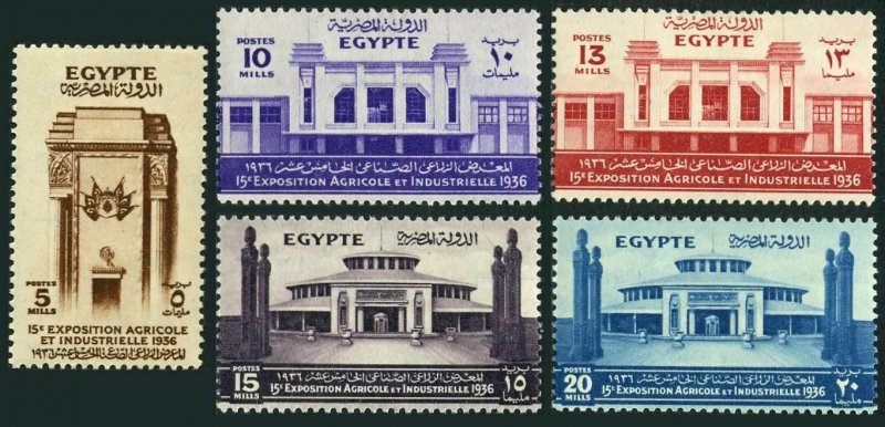 Egypt 198-202, MNH. Mi 208-212. Agricultural & Industrial EXPO, 1936. Buildings.