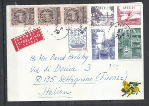 SWEDEN 1979 - EXPRES COVER TO ITALY - POSTALLY USED