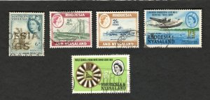 Southern Rhodesia Sc#87 #167 #168 #181 #189 transportation - used stamps