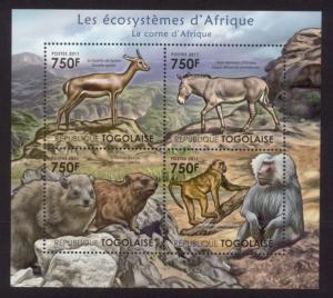 Togo - New Issue - MNH Horn of Africa Animals (M/S)