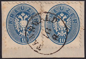 Austria - 1863 - Scott #25 - 2x used on piece - TANNWALD pmk Czech Republic