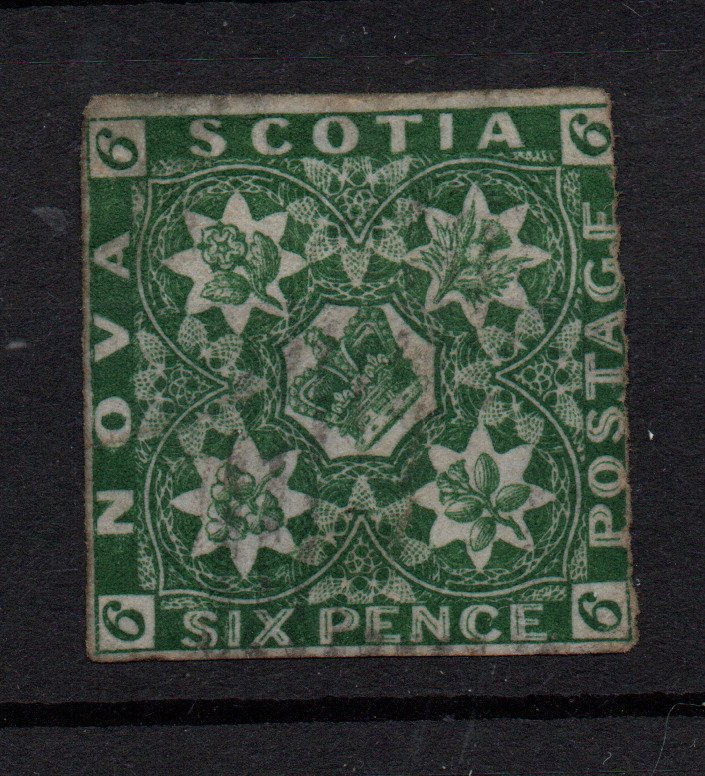 Canada - Nova Scotia 1851 6d deep green Very Fine Used SG6 WS37138