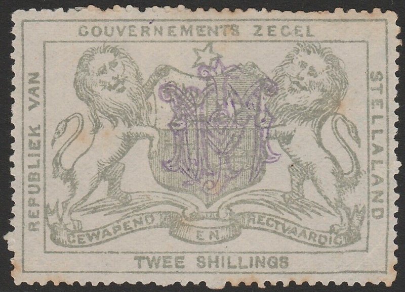 BECHUANALAND - STELLALAND 1886 Arms Revenue 2/- slate-grey, monogram h/s.